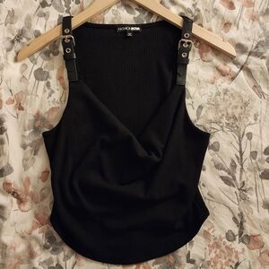 NWOT Fashion Nova Black Camisole with Buckle Detail